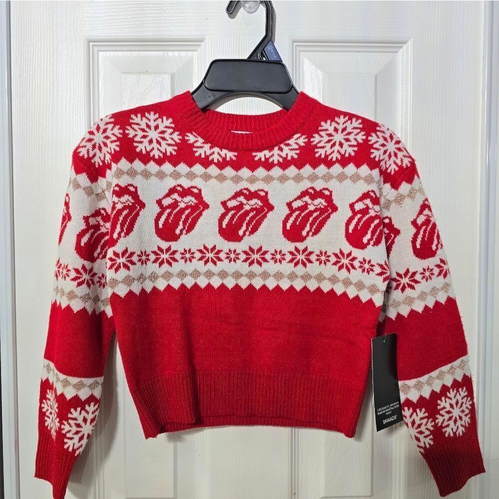 NWT Red Rolling Stones Sweater Pullover Girls Size XS 4/5 Kids Sweater